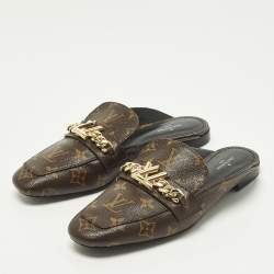 Pre Owned Louis Vuitton Upper Case Size 39 Monogram Canvas Flat Mules