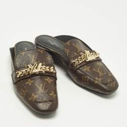 Pre Owned Louis Vuitton Upper Case Size 39 Monogram Canvas Flat Mules
