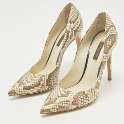 مملوكة مسبقًا Louis Vuitton Eyeline Size 37 Brown Snakeskin Leather Pumps