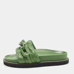 مملوكة مسبقًا Louis Vuitton Sunset Size 37 Green Leather Flat Sandals