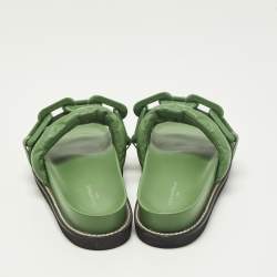Pre Owned صندل فلات لويس فيتون صن سيت جلد أخضر مقاس 37