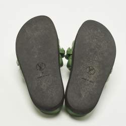 Pre Owned صندل فلات لويس فيتون صن سيت جلد أخضر مقاس 37