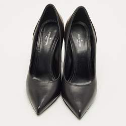 مملوكة مسبقًا حذاء كع ب عالي لويس فيتون كانفاس مونوغرام وجلد أسود/بني مقاس 37.5