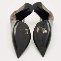 مملوكة مسبقًا حذاء كعب عالي لويس فيتون كانفاس مونوغرام وجلد أسود/بني مقاس 37.5