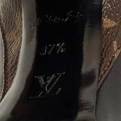 مملوكة مسبقًا حذاء كعب عالي لويس فيتون كانفاس مونوغرام وجلد أسود/بني مقاس 37.5