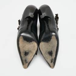 Pre Owned حذاء بوت كاحل لويس فيتون قماش مزخرف وبني وأسود وجلد مقاس 37.5