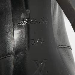 Pre Owned حذاء بوت كاحل لويس فيتون قماش مزخرف وبني وأسود وجلد مقاس 37.5