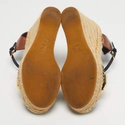 Pre Owned صندل لوي فيتون سبرينج هيل إسبادريل بكعب بني/أسود جلد مقاس 37