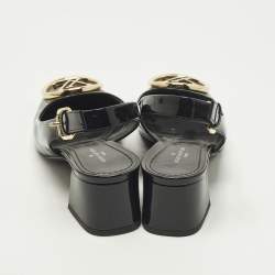 مملوكة مسبقًا حذاء كعب عالي لوي فيتون ماديلين جلد لامع أسود بسير خلفي مقاس 36