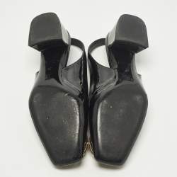 مملوكة مسبقًا حذاء كعب عالي لوي فيتون ماديلين جلد لامع أسود بسير خلفي مقاس 36