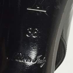 مملوكة مسبقًا حذاء كعب عالي لوي فيتون ماديلين جلد لامع أسود بسير خلفي مقاس 36