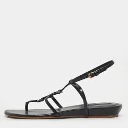 مملوكة مسبقًا Louis Vuitton Size 38.5 Black Patent Leather Ankle Strap Sandals
