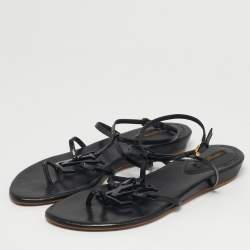 مملوكة مسبقًا Louis Vuitton Size 38.5 Black Patent Leather Ankle Strap Sandals
