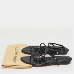 مملوكة مسبقًا Louis Vuitton Size 38.5 Black Patent Leather Ankle Strap Sandals