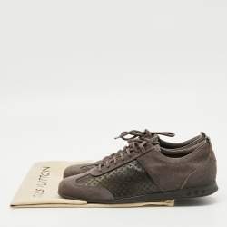Pre Owned حذاء رياضي لوي فيتون شمواه معدني بني ونسيج مونوغرام عنق منخفض مقاس 38
