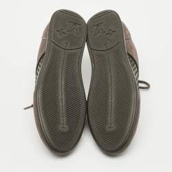 Pre Owned حذاء رياضي لوي فيتون شمواه معدني بني ونسيج مونوغرام عنق منخفض مقاس 38