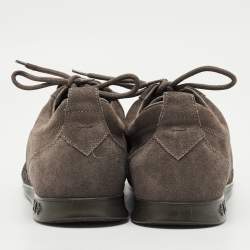 Pre Owned حذاء رياضي لوي فيتون شمواه معدني بني ونسيج مونوغرام عنق منخفض مقاس 38