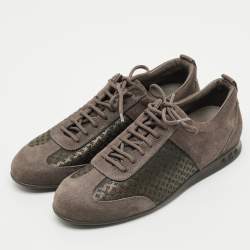 Pre Owned حذاء رياضي لوي فيتون شمواه معدني بني ونسيج مونوغرام عنق منخفض مقاس 38