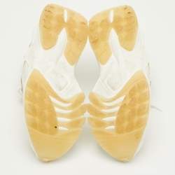 Pre Owned Louis Vuitton Run 55 Size 36 White/Gold Canvas, Rubber and Leather Trainers Sneakers