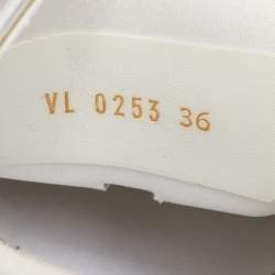 Pre Owned Louis Vuitton Run 55 Size 36 White/Gold Canvas, Rubber and Leather Trainers Sneakers