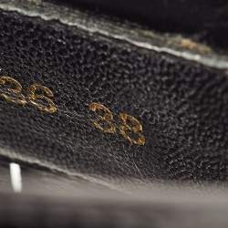 Pre Owned Louis Vuitton Size 38 Black Patent Leather Studded Fringe Buckle Detail Slide Sandals