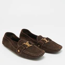 Pre Owned حذاء لوفرز لوي فيتون سويدي بني مونتي كارلو مقاس 38