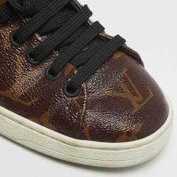 Pre Owned Louis Vuitton Frontrow Size 36 Brown/Black Coated Canvas and Patent Leather Low Top Sneakers