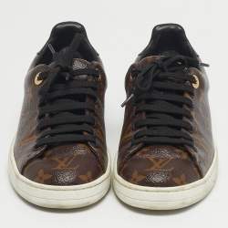 Pre Owned Louis Vuitton Frontrow Size 36 Brown/Black Coated Canvas and Patent Leather Low Top Sneakers