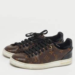 Pre Owned Louis Vuitton Frontrow Size 36 Brown/Black Coated Canvas and Patent Leather Low Top Sneakers