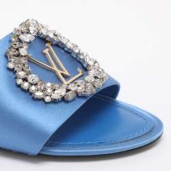 مملوكة مسبقًا Louis Vuitton Madeleine Size 37 Blue Satin Flat Slides 