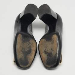 مملوكة مسبقًا حذاء كعب عالي لوي فيتون مادلين جلد لامع أسود بكعب عريض مقاس 39