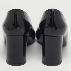 مملوكة مسبقًا حذاء كعب عالي لوي فيتون مادلين جلد لامع أسود بكعب عريض مقاس 39