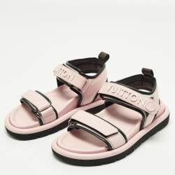 Pre Owned Louis Vuitton Pool Pillow Size 37 Pink Leather Flat Sandals