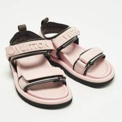Pre Owned Louis Vuitton Pool Pillow Size 37 Pink Leather Flat Sandals