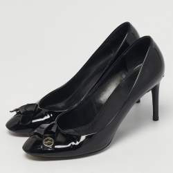 مملوكة مسبقًا حذاء كعب عالي لوي فيتون أومبري جلد لامع أسود/أحمر مقاس 39