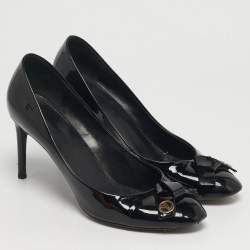 مملوكة مسبقًا حذاء كعب عالي لوي فيتون أومبري جلد لامع أسود/أحمر مقاس 39