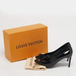 مملوكة مسبقًا حذاء كعب عالي لوي فيتون أومبري جلد لامع أسود/أحمر مقاس 39