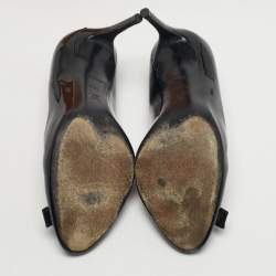 مملوكة مسبقًا حذاء كعب عالي لوي فيتون أومبري جلد لامع أسود/أحمر مقاس 39