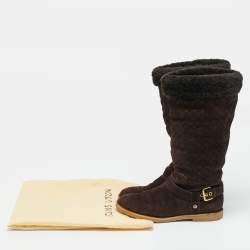 مملوكة مسبقًا حذاء بوت للركبه لوي فيتون فاوفيست سويدي بني مقاس 39.5