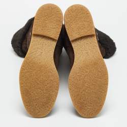 مملوكة مسبقًا حذاء بوت للركبه لوي فيتون فاوفيست سويدي بني مقاس 39.5