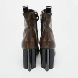 مملوكة مسبقًا حذاء بوت لويس فيتون قماش مونوجرام بني طول الكاحل مقاس 37