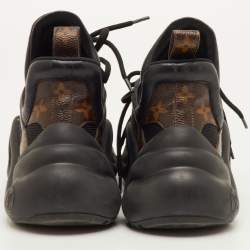 Pre Owned حذاء رياضي لويس فويتون أرك لايت برباط علوي كانفاس مونوغرامي و شبكي أسود مقاس 37.5