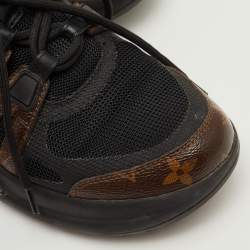 Pre Owned حذاء رياضي لويس فويتون أرك لايت برباط علوي كانفاس مونوغرامي و شبكي أسود مقاس 37.5