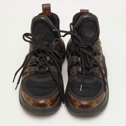 Pre Owned حذاء رياضي لويس فويتون أرك لايت برباط علوي كانفاس مونوغرامي و شبكي أسود مقاس 37.5