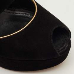 مملوكة مسبقًا صندل لوي فيتون مواني منصة مقدمة مفتوحة سويد أسود مقاس 39.5