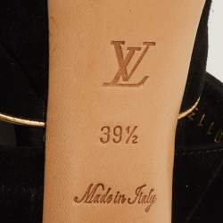 مملوكة مسبقًا صندل لوي فيتون مواني منصة مقدمة مفتوحة سويد أسود مقاس 39.5