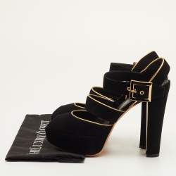 مملوكة مسبقًا صندل لوي فيتون مواني منصة مقدمة مفتوحة سويد أسود مقاس 39.5