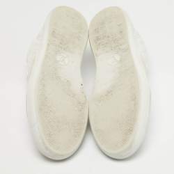Pre Owned Louis Vuitton Stadium Size 40 White Leather and Suede Lace Up Sneakers