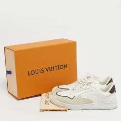 Pre Owned Louis Vuitton Stadium Size 40 White Leather and Suede Lace Up Sneakers