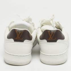 Pre Owned Louis Vuitton Stadium Size 40 White Leather and Suede Lace Up Sneakers